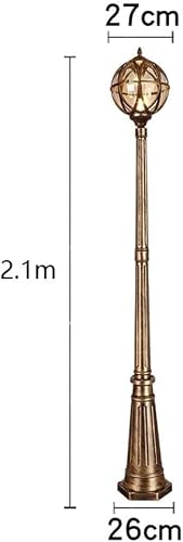BUNCC Outdoor Tall Street Lamp | Vintage Bronze Globe Post Light for Pathway Driveway | Waterproof IP65 Die-Cast Aluminum Garden Lantern with E27 Socket | 2.1M Traditional Landscape Pole Lighting