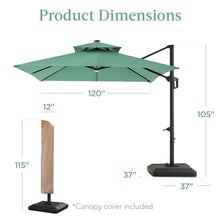 Best Choice Products 10x10ft Cantilever Patio Umbrella w/Base Included, Solar LED Lights 360 Rotation Large Offset Hanging Outdoor Shade for Deck Pool Backyard w/Stand – Seaglass
