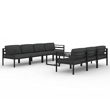 Heofavd 8 Piece Modular Outdoor Sectional Garden Lounge Set, Anthracite Aluminum Patio Furniture Set Seats 7, Lightweight Conversation Set with Weather-Resistant Cushions for Garden Balcony Patio