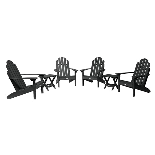 Highwood AD-KITCLAS8-BKE The Adirondack Collection Westport 6pc Set with Folding Side Tables, Black