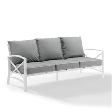 Afuera Living Transitional Outdoor Metal Sofa, Gray Finish, Weather-Resistant Steel with Solution-Dyed Polyester Cushions, Removable Covers, Seats 3, 79 in Wide for Patio or Garden Lounge Use