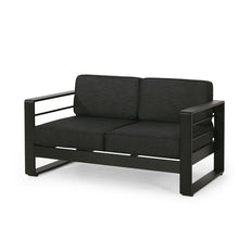 roomfitters Modern Outdoor Loveseat for 2 with Aluminium Frame, Comfortable Cushions and Durable Frame for Patio and Garden Seating, Dark Grey