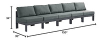 Meridian Furniture 376Grey-S150B Nizuc Collection Modern | Contemporary Outdoor Patio Modular Sofa