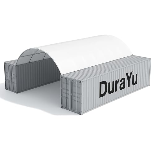 DuraYu 20'x40' Shipping Container Canopy Shelter, Single Truss Steel Frame, 11oz PE Tarp, Wind & Snow Rated Cover for Equipment Storage