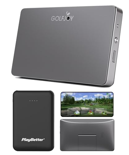 PlayBetter Golfjoy Golf Waver Launch Monitor Bundle (Silver) - Radar Based for Indoor & Outdoor Use - Lightweight, Long Battery Life - Includes Large Portable Charger