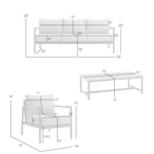 Armen Living Royal Modern Outdoor Patio Conversation Set 4 Piece Black