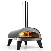 ZiiPa - Piana pizza oven, compact outdoor pizza oven, pellet pizza oven, wood fire, oven with turntable for 360° cooking, built-in thermometer, charcoal colour