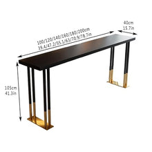DESALAI Industrial Counter Height bar Table,Rectangle Edge Kitchen Table Solid Wood Bar Top,Dining Coffee Table,Modern High Top with Metal Base,Trestle No stools(Black,160*