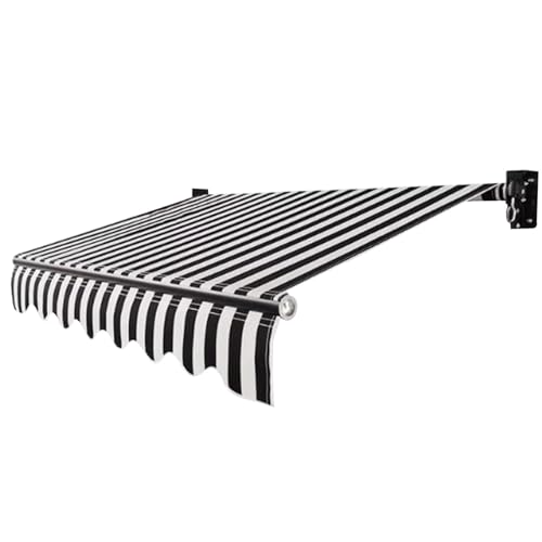 NUTRAC 13x8ft Black & White Striped Retractable Awning Fabric - 99% UV Block, Waterproof Aosibù, Fade/Tear Resistant, Fits Patio & Deck(20x10ft)