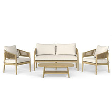 SIMPLIHOME Bayshore Contemporary 4 Piece Outdoor Conversation Set Natural
