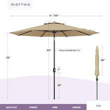 Midtown Umbrellas Lean - 8 Ft Patio Umbrella, Heather Tan Canopy