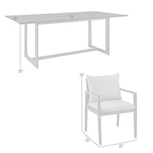 Armen Living Grand Outdoor Patio 7-Piece Dining Table Set in Aluminum with Grey Cushions