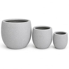 Set of 3 Round Polystone Indoor/Outdoor Planters, Gray