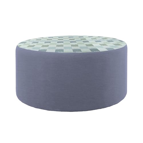 FDP 36" Round Oversized Outdoor Ottoman Featuring Sunbrella Two-Tone - Weather-Resistant, Fade-Resistant, Fully Assembled Patio Furniture for Backyard or Poolside Seating, 18" H - Mist/Haze