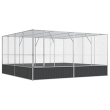 Makastle Bird Easy Assembly Aviary 164.6" x 163" x 83.5" Silver and Anthracite Galvanized Steel Outdoor with Cover