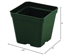 Greenhouse Pots - 4 inch Square - 3 1/2 inch Deep Pots - Green - Plastic - Case of 846 by Growers Solution