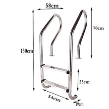 Swimming Pool Ladder Stainless Steel Swimming Pool Pedal with Non-Slip mat spa handrails Ladder with 2 ladders Without Embedded/Silver / 54cm (Silver 54cm)