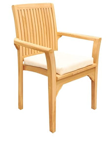 TeakStation 12 Seater Grade-A Teak Wood 13 Pc Dining Set: 122" Atnas Double Extension Rectangle Table and 12 Lua Stacking Arm Chairs #31LU2812