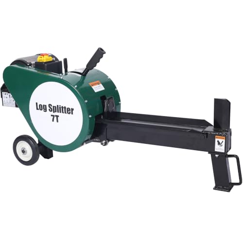 AMZSTAN 7 Ton Electric Log Splitter Double Flywheel 2HP 110V Portable Horizontal Firewood Splitter Machine Heavy Duty Kinetic Wood Splitting Tool for Logs up to 18" x 14"