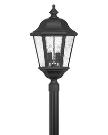 Hinkley Edgewater Large Post Top Lantern - 4 LV LED Bulbs, Aluminum, Clear Seedy Glass, Traditional - Black