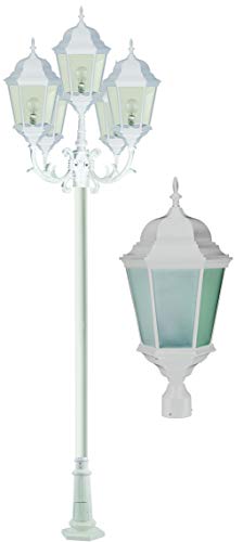 DABMAR LIGHTING GM2305-FROST-W 5 Light Post Fixture W/Frosted Glass 120 Volts, White