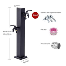 PUCNHZYNW Black Freestanding Garden Water Column with 2 Double Outlet Faucet Hose Stand 304 Stainless Steel Outdoor Antifreeze Faucet Water Tap