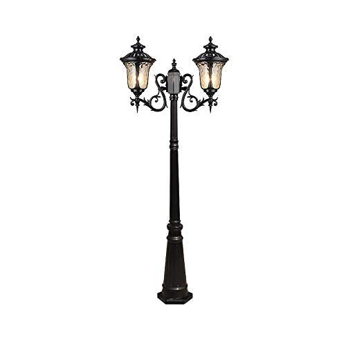 Post Lights Outdoor 2-Head Traditional Victoria High Pole Landscape Street Light Aluminum Glass Outdoor Patio Lawn Lighting Pillar Lamp IP55 Waterproof Garden Courtyard Column Post Light Pillar L
