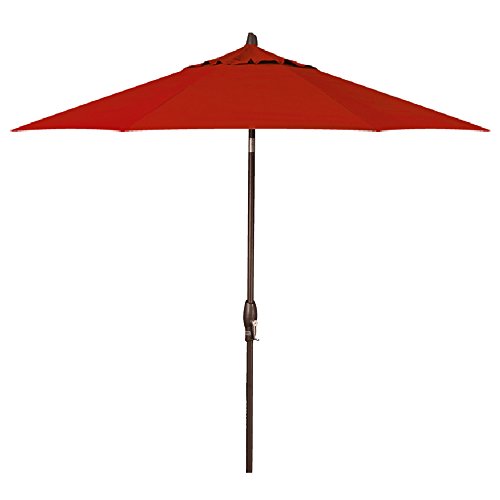 Treasure Garden 9ft Patio Umbrella - Outdoor Furniture Market Umbrella – Deluxe Auto-Tilt – Bronze Aluminum Frame (Sunbrella, Jockey Red)