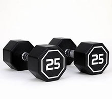 Generic Apollo Odorless Octagon Rubber Dumbbell Set 5lb-30lb 6 Pairs Total 210 lb Dumbbell with Rack Black
