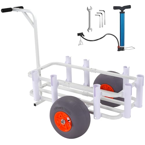 Beach Fishing Cart,300 lbs Capacity,Aluminum Trolley,Beach Picnic Wagon,with 13inch Balloon Tires,for Fishing,Picnic