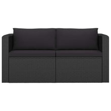 HGBNMER 7 Piece Patio Lounge Set with Cushions Poly Rattan Black