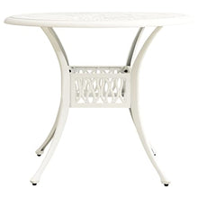 KGFHERENB White Round Garden Table 35.4 Inch Cast Aluminum Outdoor Dining Table with Umbrella Hole Matte Metal Patio Table for 4 People Garden Terrace Balcony Bistro Furniture