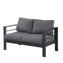 Seeheool 50" All-Weather Aluminum Patio Loveseat with Thick Dark Gray Cushions & Gray Frame