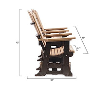 EcOasis Grand Lake Amish Crafted Poly Outdoor Adirondack Double Glider Weatherwood on Black