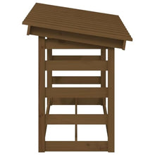 EliteBloom Firewood Rack Honey Brown 108X64.5X78 Cm Solid Wood Pine, Firewood Log Rack, Firewood Storage Rack Shelf, Ventilation Metal Log Store Holder for Outdoor Or Indoor Wood St