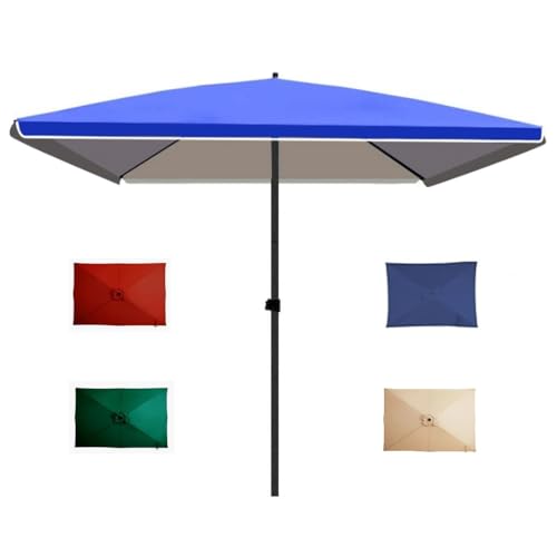 EUQKKWLOY Adjustable Outdoor Patio Umbrella 2x2m, 2.5x2.5m, 3x3m - Rectangular Beach Parasol, Garden Canopy, Sunshade, Blue, Height Adjustable, UV Protection, Durable, Stylish