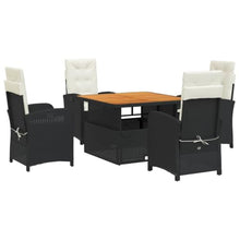 Modern 5 Piece Outdoor Dining Set, Black and Cream White Patio Furniture with Adjustable Chairs, Removable Cushion Covers, Square Table for Garden, Balcony, 4-Person Seating, Weather Resistant
