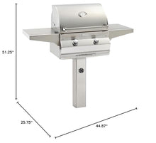Fire Magic Choice 24-Inch Propane Grill on In-Ground Post, 304 Stainless Steel BBQ Grill with Analog Thermometer for Outdoor Kitchen, 46,000 BTU, 432 Sq. In. (C430s-RT1P-G6)