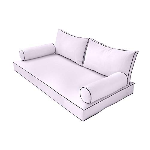 Prolinemax Style2 Twin Size 5PC Contrast Pipe Outdoor Daybed Mattress Cushion Set White