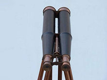 Hampton Nautical 62" Floor Standing Admirals Telescope with Leather Binoculars White