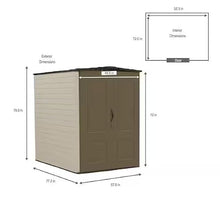 Rubbermaid Large Vertical Resin Outdoor Storage Shed With Floor (5 x 6 Ft), Weather Resistant, Brown, Organization for Home/Backyard/Garden Tools/Lawn Mower/Bike Storage/Pool Supplies