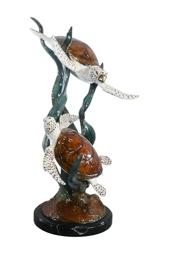 NIFAO Sea Turtle, Marine Life Medium Bronze Statue, 17" L x 18" W x 33" H