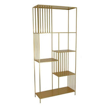 Benzara Tandum Plant Display Stand, Gold Metal 6 Shelves, Modern 71 Inch
