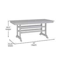 Flash Furniture 72" Rectangle HDPE Outdoor Dining Table for 6, Gray