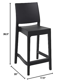 Compamia Siesta Maya Resin 25.6" Counter Stool in Black (Set of 2)