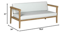 Modway Bayport Teak Wood Outdoor Patio Loveseat Natural White