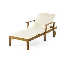 Noble House Perla Outdoor Wood 3-Pc Chaise Lounge Set with Cushion Cream