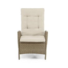 Greemotion Garda Modern 4-Piece Aluminum Reclining Chairs and Ottomans Set Beige and Natural Brown