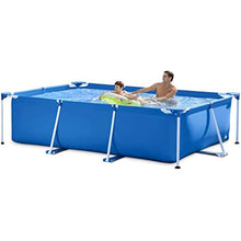 AQIANGJY Paddling Pool Rectangular Pipe Rack Pool, Family Swimming Pool with Filter Pump and Ladder, Above Ground Outdoor Garden Backyard Pool Inflatable Swimming Pool