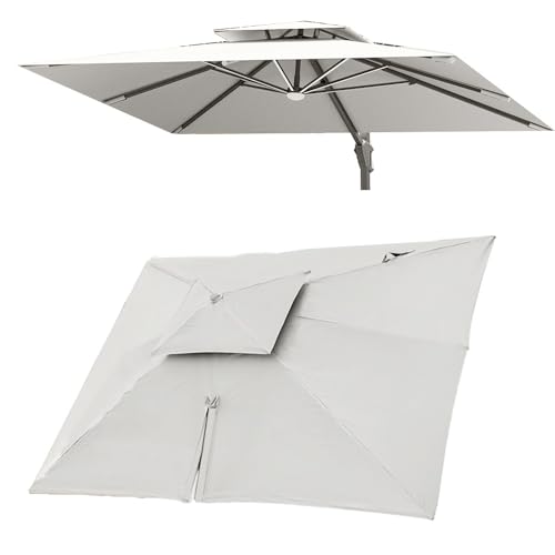 MXJCKSOQ Replacement Canopy for 3x4m Rectangular Patio Umbrella 8 Ribs Outdoor Sunshade UV-Resistant Top Cover Beige Double Top 10' x 13' for Enhanced Shade,Beige-Single top 3x4m